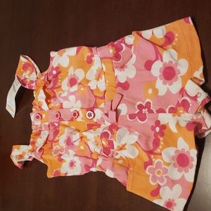 Gymboree romper. Size 12-18 mos. Pink, tangerine, and white.
